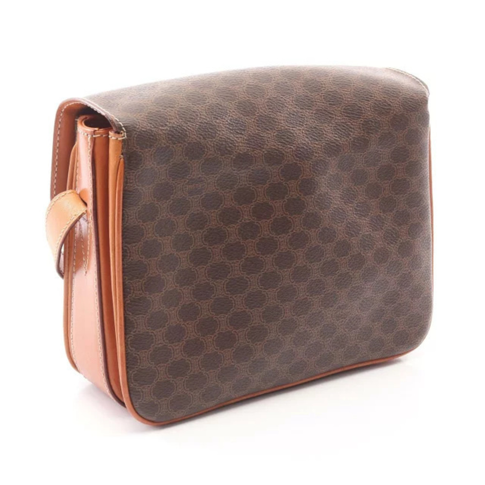 Celine Canvas Brown Bag Leather Shoulder Macadam Brown